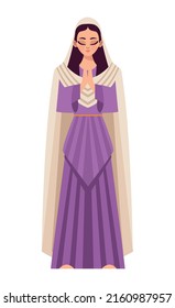 Purple Virgin Mary Religious Character