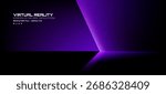Purple virtual reality background with immersive neural simulation text. Digital game world banner for metaverse advertisement. Future technology.