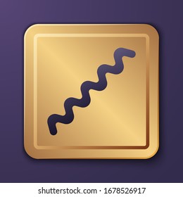 Purple Virus icon isolated on purple background. Corona virus 2019-nCoV. Bacteria and germs, cell cancer, microbe, fungi. Gold square button. Vector Illustration