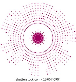 Icono de virus púrpura aislado en fondo blanco. Virus Corona 2019-nCoV. Bacterias y gérmenes, cáncer celular, microbio, hongos. Puntos aleatorios del círculo abstracto. Ilustración vectorial