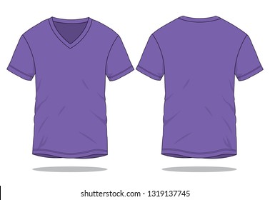 Purple V-Neck Shirt Vector for Template