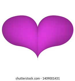 purple volumetric heart icon vector illustration.