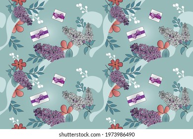 Purple vulgaris with green background pattern