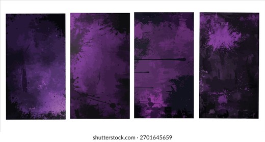 Purple wall texture with paint strokes background– Abstract Vertical Background Set