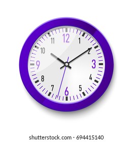purple wall watch for promotion. Office accessories vector illustration mock up
