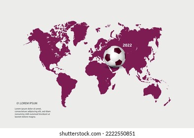 Purple wallpaper world global map. Football banner for the tournament.