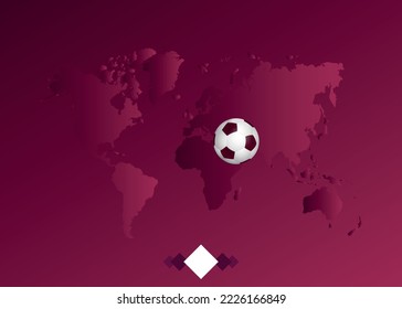 Purple wallpaper world global map. Football banner for the tournament.