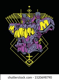 purple warrior robot sacred geometry
