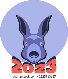 
Purple water rabbit.Rabbit with the inscription of the year 2023