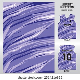 purple water streak pattern design, illustration, textile background for sports t-shirt, football jersey shirt mockup for football club. consistent front view