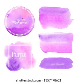 Purple watercolor background, Pastel watercolor logo, Vector illustration.