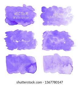 Purple watercolor background, Pastel watercolor logo, Vector illustration.