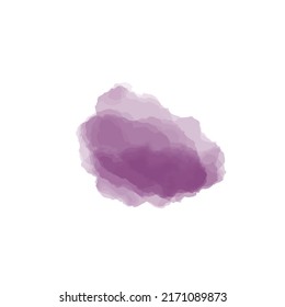 Purple watercolor blot. Brush. Marble ink alcohol color. Vector stock illustration. White background. isolated
