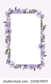 Purple Watercolor Flower Frame Arrangement Stock Vector (Royalty Free ...