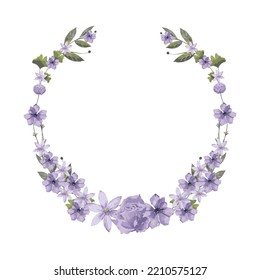 Purple Watercolor Flower Wreath Arrangement