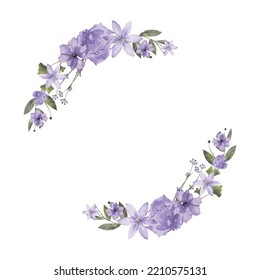 Purple Watercolor Flower Wreath Arrangement