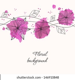 Purple watercolor flowers. Vector illustration for your design