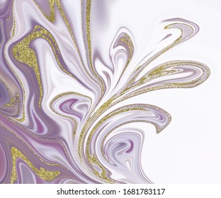Purple watercolor with gold glitter brush stroke background. Modern vector design for wedding invitation, greeting, banner, flyer, poster, save the date

