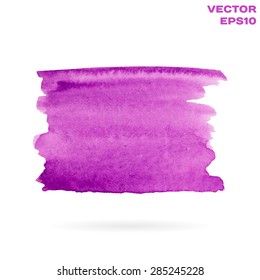 Purple watercolor hand painted shape design element. Bright abstract background for your text. High-resolution trace. Vector Illustration EPS10.