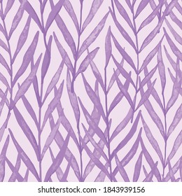 Purple watercolor leaves seamless pattern. Vector pattern illustration for surface design, print, poster, icon, web, graphic designs.