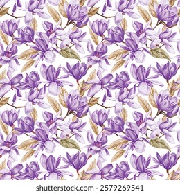 purple watercolor orchid flower illustration great for decorating and printing your fabric surface.