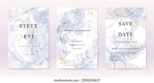 Fondo vectorial del conjunto de color de agua morado. Diseño Resumen de Bodas de Flores. Spray de lujo de oro sobre textura de mármol acuarela. Estilo Mínimo De Los Tonos Fríos Pastel. Dibujo de cuadros para impresiones y tarjetas de invitación.