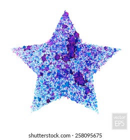 Purple watercolor splashes star.