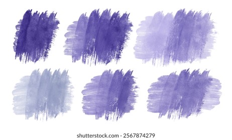 Purple watercolor swatches, artistic brush strokes, vibrant textures, abstract backgrounds, creative design elements.