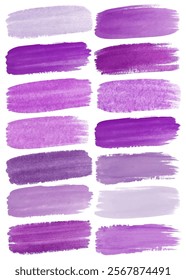 Purple watercolor swatches, vibrant hues, artistic background, creative design elements, color palette inspiration.