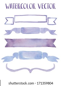 Purple Watercolor Vector Ribbons Banners