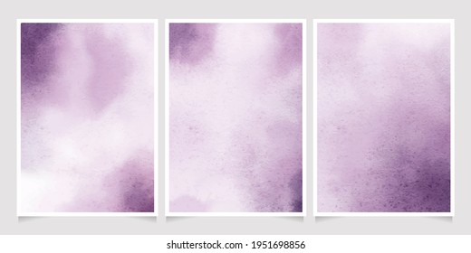 purple watercolor wet wash splash 5x7 invitation card background template collection