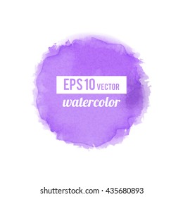 Purple watercolor-like fully vector round stain isolated on white background. Stain can be used for wallpaper, website background, wrapping paper and so on. Watercolor design.