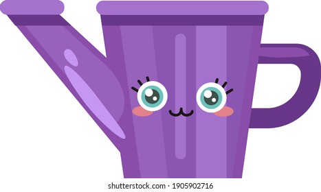 Purple watering can, illustration, vector on a white background.