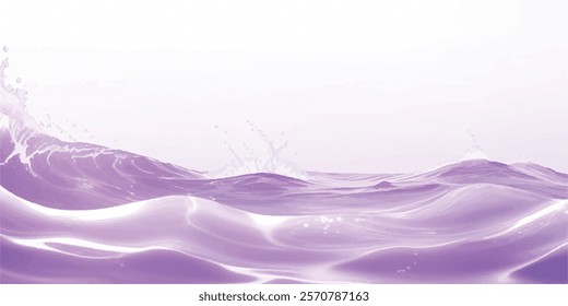 "Purple Wave: Abstract Watercolor Ocean Texture Background with soft purple and white hues for an ocean-inspired design, perfect for digital art and banner graphics."