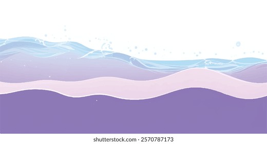 "Purple Wave: Abstract Watercolor Ocean Texture Background with soft purple and white hues for an ocean-inspired design, perfect for digital art and banner graphics."