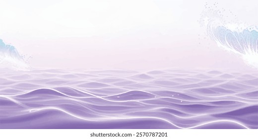 "Purple Wave: Abstract Watercolor Ocean Texture Background with soft purple and white hues for an ocean-inspired design, perfect for digital art and banner graphics."