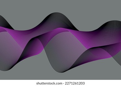 purple wave lines on black background. fluid abstract background.suitable for landng page and computer desktop wallpaper.