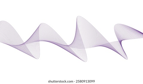 Purple wave lines. Waves smooth flowing dynamic isolated on white background. Technology, digital, communication, science, music concept vector background illustration
