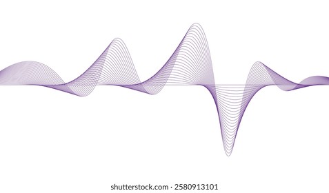 Purple wave lines. Waves smooth flowing dynamic isolated on white background. Technology, digital, communication, science, music concept vector background illustration
