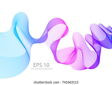 Purple wave on white background - vector. Transparent soft wave purple. Beautiful wave in a cool tone. Multicolored translucent wave.