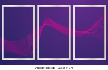 Gradiente de plano de fundo de partícula de onda roxa com quadro