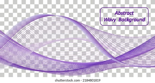 Purple wave swirl swoosh. Transparent flowing wavy curve line, abstract banner design. Dynamic undulate movement, air wind veil. Vector illustration