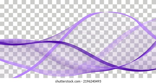 Purple wave swirl swoosh. Transparent flowing wavy curve line, abstract banner design. Dynamic undulate movement, air wind veil. Vector illustration