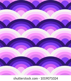 Purple waves abstract. Colorful ocean waves abstract ornament. Seamless pattern in bright colors design. Packaging, fabric, upholstery design, wall decoration, poster, banner background. EPS 10 file.