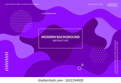 Purple waves background, banner, layout with text space, abstract elements. Trendy illustration for web site, landing page, promotion, presentation, cover
