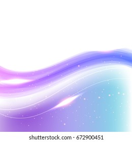 Purple waves with lens flare effect. Creative glowing abstract background.