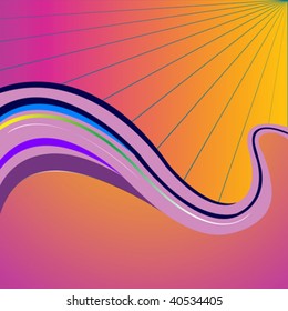 purple waves, vector art illustration
