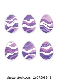 Purple Wavy Easter Eggs Minimalist Set