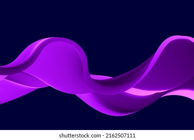 Purple wavy flow on an abstract background. horizontal magenta vector wave