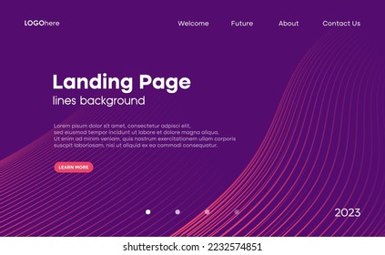 The purple wavy lines background. Minimal layout design template for the webpage and business presentation.